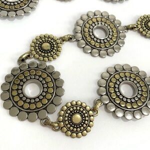 Women’s Chainlink Silver Gold Tone Reversible Floral Details Belt 70s Look Feel
